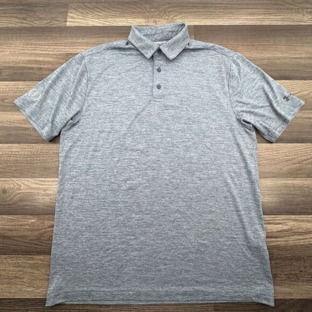 Under Armour Golf‎ Tour UA Playoff Heather Blue Polo Shirt Size Medium EUC